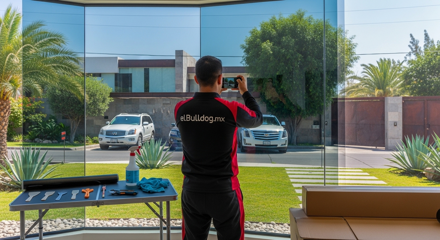 Polarizado inteligente transparente 3m instalado en un ventanal